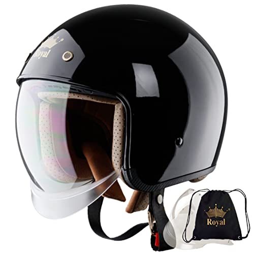 Royal M139 Open Face Motorcycle Helmet - Retro Motorcycle Helmets, Vintage & Classic Style, 3/4 Vespa Helmet, Multi-Sport Impact Protection with Unique Design for Adult Women and Men