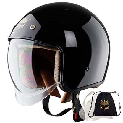 Royal M139 Open Face Motorcycle Helmet - Retro Motorcycle Helmets, Vintage & Classic Style, 3/4 Vespa Helmet, Multi-Sport Impact Protection with Unique Design for Adult Women and Men