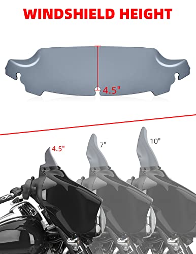 Amazicha 7" Smoke Wave Windshield Windscreen Compatible for 2014-2023 Harley Davidson Touring Street Glide/Electra Glide/Ultra Limited/Tri Glide FLHT FLHX FLHXS FLHTK (Tint)