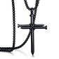 Collar con colgante de cruz de uñas de acero inoxidable para hombre con cadena de 24 pulgadas, oro negro pulido, plata