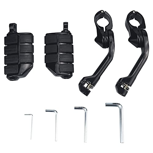 Estribos de carretera de 1.25 pulgadas, estribos de carretera ajustables en ángulo largo para motocicleta Harley Davidson Touring Road King Road Glide Street Glide Electra Glide Softail Sportster con barra de carretera de 1 1/4 pulgadas