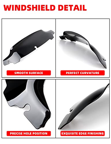 Amazicha 7" Smoke Wave Windshield Windscreen Compatible for 2014-2023 Harley Davidson Touring Street Glide/Electra Glide/Ultra Limited/Tri Glide FLHT FLHX FLHXS FLHTK (Tint)