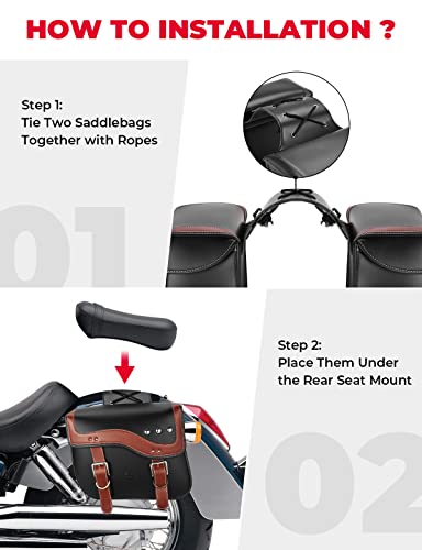 Alforjas para motocicleta, 30 L de gran capacidad, bolsas de sillín para motocicletas, bolsa de equipaje de motocicleta de piel sintética para Sportster Softail Dyna