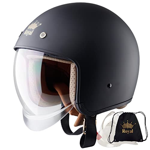 Royal M139 Open Face Motorcycle Helmet - Retro Motorcycle Helmets, Vintage & Classic Style, 3/4 Vespa Helmet, Multi-Sport Impact Protection with Unique Design for Adult Women and Men