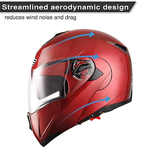 Casco modular y abatible de motocicleta, de cara completa con certificación DOT y visera doble