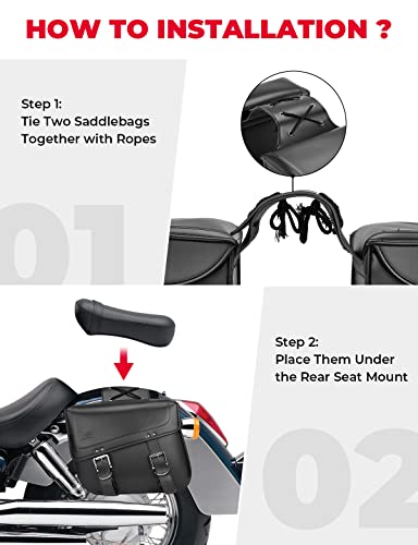 Alforjas para motocicleta, 30 L de gran capacidad, bolsas de sillín para motocicletas, bolsa de equipaje de motocicleta de piel sintética para Sportster Softail Dyna