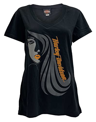 Harley-Davidson Women's Portrait V-Neck Short Sleeve Soft Fabric Tee (M)