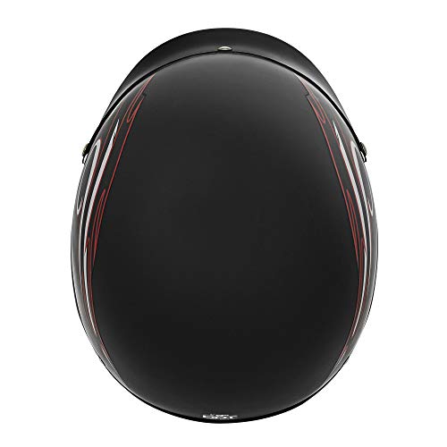 VCAN Cruiser Solid Flat Black Half Face Motorcycle Helmet (Flag, Large)