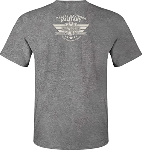 Harley-Davidson Military - Men's Oxford Grey Graphic T-Shirt - USAG Yongsan | Vintage Eagle 2X-Large