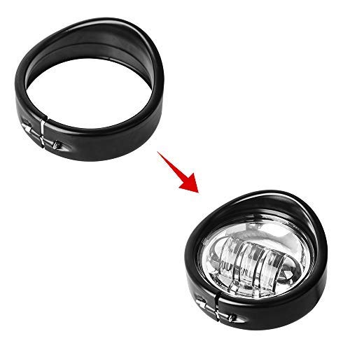 Kit de anillo francés de luces cromadas para motocicleta compatible con Harley, anillo de ajuste de faro delantero de 7 pulgadas, visera decorativa + anillo de ajuste de luz antiniebla de 4 1/2 pulgadas, visera decorativa (cromo)