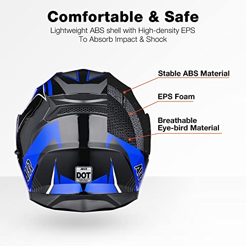 Casco modular y abatible de motocicleta, de cara completa con certificación DOT y visera doble