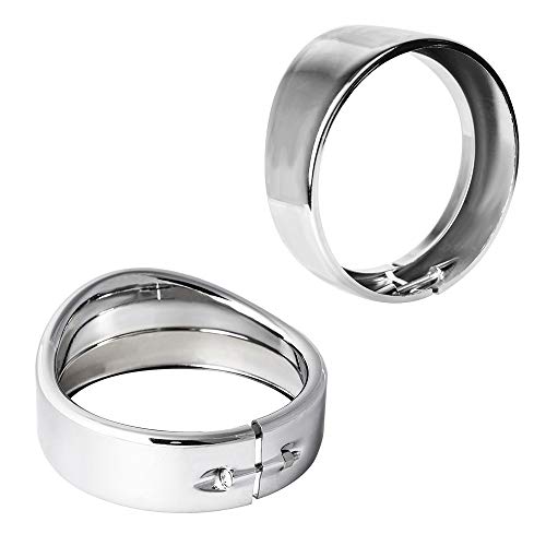 Kit de anillo francés de luces cromadas para motocicleta compatible con Harley, anillo de ajuste de faro delantero de 7 pulgadas, visera decorativa + anillo de ajuste de luz antiniebla de 4 1/2 pulgadas, visera decorativa (cromo)