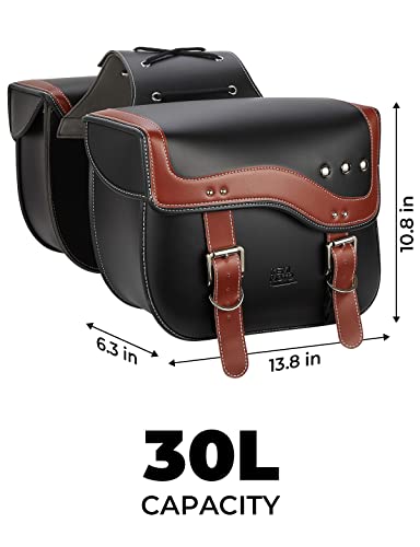 Alforjas para motocicleta, 30 L de gran capacidad, bolsas de sillín para motocicletas, bolsa de equipaje de motocicleta de piel sintética para Sportster Softail Dyna