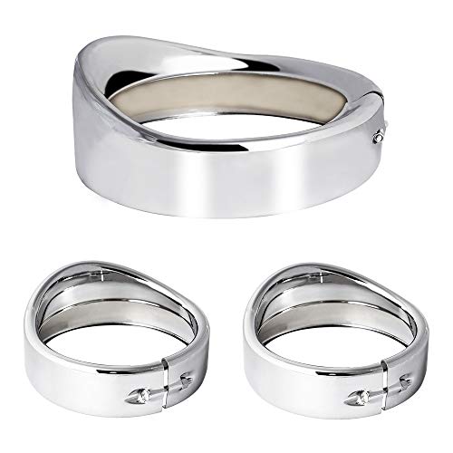 Kit de anillo francés de luces cromadas para motocicleta compatible con Harley, anillo de ajuste de faro delantero de 7 pulgadas, visera decorativa + anillo de ajuste de luz antiniebla de 4 1/2 pulgadas, visera decorativa (cromo)