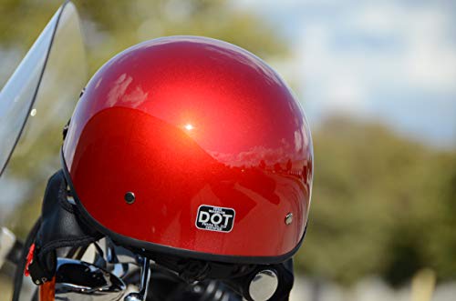 Vega Helmets Warrior Motorcycle Half Helmet with Sunshield for Men & Women, Adjustable Size Dial DOT Half Face Skull Cap for Bike Cruiser Chopper Moped Scooter ATV (Patriotic Flag Graphic, Large)
