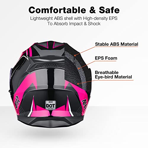 Casco modular y abatible de motocicleta, de cara completa con certificación DOT y visera doble