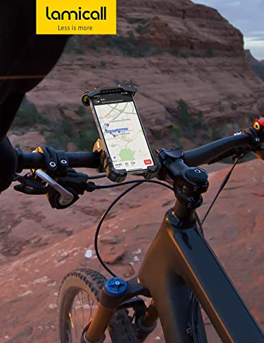 Lamicall Bike Phone Holder Mount - Motorcycle Handlebar Phone Mount Clamp, One Hand Operation ATV Scooter Phone Clip for iPhone 12 / 11 Pro Max / X / XS, Galaxy S10 and 4.7"- 6.8" Cellphone - Black