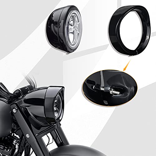 Kit de anillo francés de luces cromadas para motocicleta compatible con Harley, anillo de ajuste de faro delantero de 7 pulgadas, visera decorativa + anillo de ajuste de luz antiniebla de 4 1/2 pulgadas, visera decorativa (cromo)