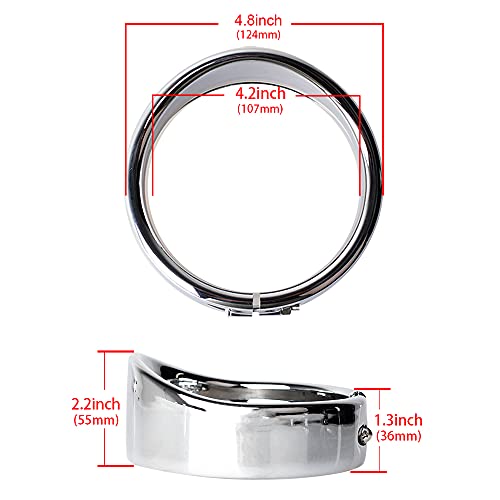Kit de anillo francés de luces cromadas para motocicleta compatible con Harley, anillo de ajuste de faro delantero de 7 pulgadas, visera decorativa + anillo de ajuste de luz antiniebla de 4 1/2 pulgadas, visera decorativa (cromo)