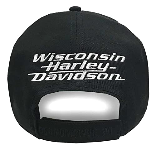 Harley-Davidson - Gorra de béisbol ajustable con visera curva H-D bordada para hombre, color negro