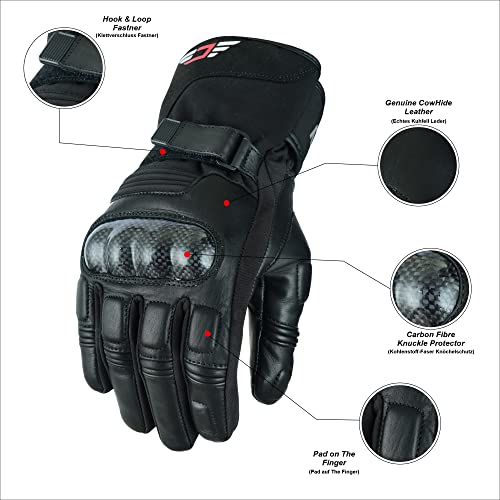 Guantes de motocicleta de invierno para hombres y mujeres, cálidos Thinsulate, impermeables, para pantalla táctil, guantes de equitación con fibra de carbono,