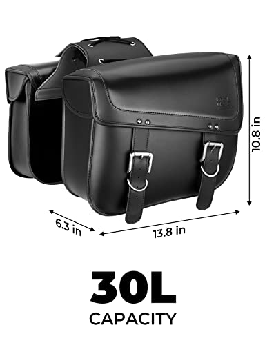 Alforjas para motocicleta, 30 L de gran capacidad, bolsas de sillín para motocicletas, bolsa de equipaje de motocicleta de piel sintética para Sportster Softail Dyna
