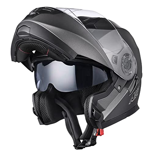 Casco modular y abatible de motocicleta, de cara completa con certificación DOT y visera doble