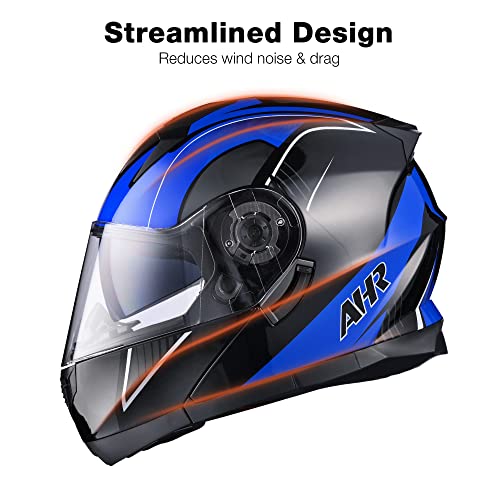 Casco modular y abatible de motocicleta, de cara completa con certificación DOT y visera doble