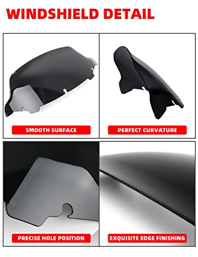 Amazicha 7" Smoke Wave Windshield Windscreen Compatible for 2014-2023 Harley Davidson Touring Street Glide/Electra Glide/Ultra Limited/Tri Glide FLHT FLHX FLHXS FLHTK (Tint)