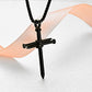 Collar con colgante de cruz de uñas de acero inoxidable para hombre con cadena de 24 pulgadas, oro negro pulido, plata