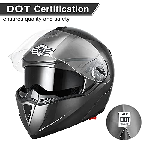 Casco modular y abatible de motocicleta, de cara completa con certificación DOT y visera doble