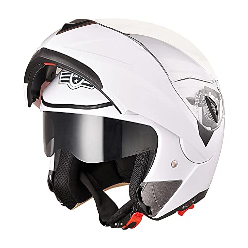 Casco modular y abatible de motocicleta, de cara completa con certificación DOT y visera doble