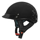 VCAN Cruiser Solid Flat Black Half Face Motorcycle Helmet (Flag, Large)