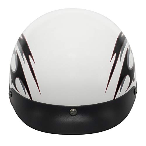 VCAN Cruiser Solid Flat Black Half Face Motorcycle Helmet (Flag, Large)