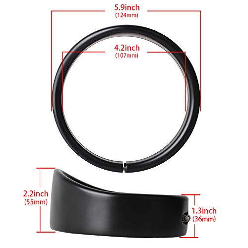 Kit de anillo francés de luces cromadas para motocicleta compatible con Harley, anillo de ajuste de faro delantero de 7 pulgadas, visera decorativa + anillo de ajuste de luz antiniebla de 4 1/2 pulgadas, visera decorativa (cromo)