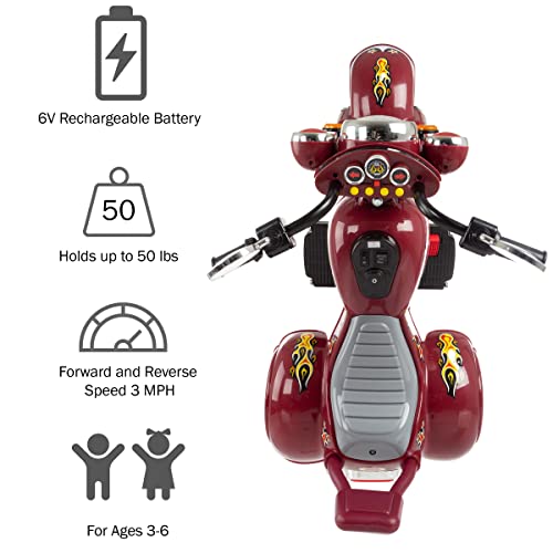 Kids Motorcycle Ride On Toy 3 Wheel Chopper with Reverse and