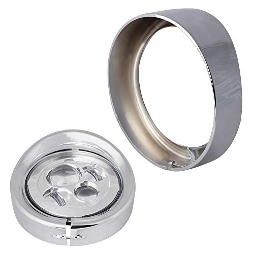 Kit de anillo francés de luces cromadas para motocicleta compatible con Harley, anillo de ajuste de faro delantero de 7 pulgadas, visera decorativa + anillo de ajuste de luz antiniebla de 4 1/2 pulgadas, visera decorativa (cromo)