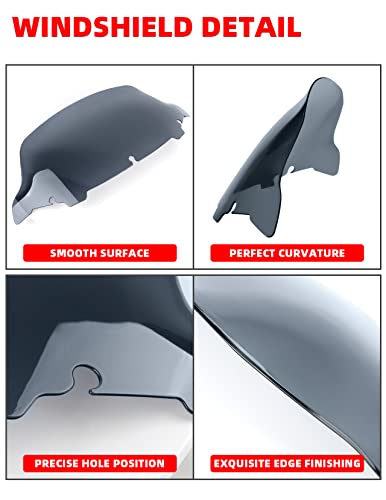 Amazicha 7" Smoke Wave Windshield Windscreen Compatible for 2014-2023 Harley Davidson Touring Street Glide/Electra Glide/Ultra Limited/Tri Glide FLHT FLHX FLHXS FLHTK (Tint)