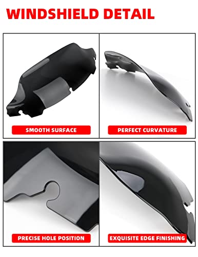 Amazicha 7" Smoke Wave Windshield Windscreen Compatible for 2014-2023 Harley Davidson Touring Street Glide/Electra Glide/Ultra Limited/Tri Glide FLHT FLHX FLHXS FLHTK (Tint)