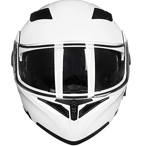 ILM Bluetooth Motorcycle Helmet Modular Flip up Full Face Dual Visor Mp3 Intercom FM Radio DOT Approved Model 902BT(Matte Black, Large)