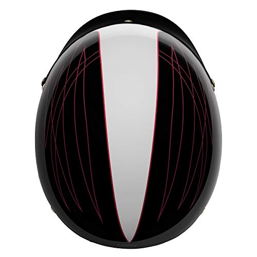 VCAN Cruiser Solid Flat Black Half Face Motorcycle Helmet (Flag, Large)