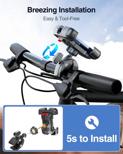 Soporte de teléfono para motocicleta, [Anti-vibración de viento de 150 mph] [Apto para teléfonos grandes de 7.2 pulgadas]  [5s Easy Install] Soporte de teléfono para manillar, compatible con iPhone, todos los teléfonos celulares