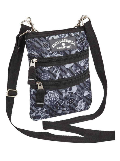 Harley-Davidson Women's Cross-Body Crossbody Sling Purse, Gray 99616-GRAY TATTOO, Harley Davidson