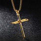 Collar con colgante de cruz de uñas de acero inoxidable para hombre con cadena de 24 pulgadas, oro negro pulido, plata