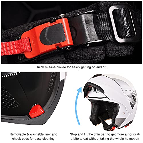 Casco modular y abatible de motocicleta, de cara completa con certificación DOT y visera doble