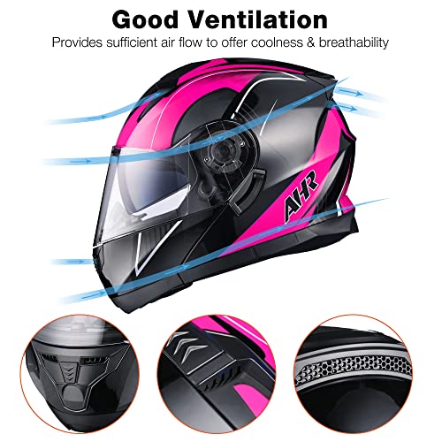 Casco modular y abatible de motocicleta, de cara completa con certificación DOT y visera doble