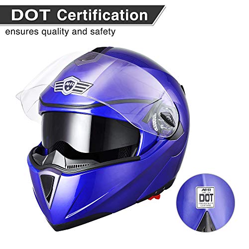Casco modular y abatible de motocicleta, de cara completa con certificación DOT y visera doble