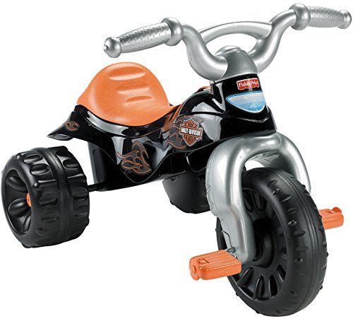 Triciclo Fisher-Price Harley-Davidson con empuñaduras de manillar y área de almacenamiento, neumáticos multiterreno, triciclo resistente
