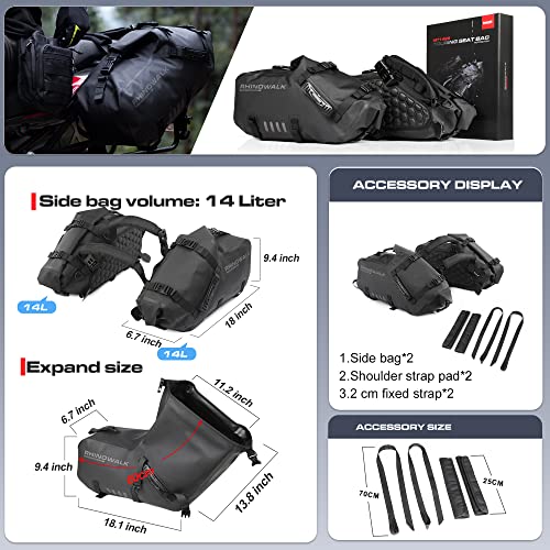 Alforjas de motocicleta impermeables 28L (14L x 2) alforjas laterales para motocicleta