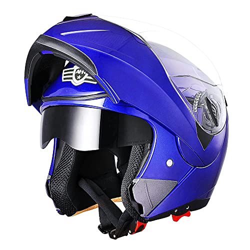 Casco modular y abatible de motocicleta, de cara completa con certificación DOT y visera doble